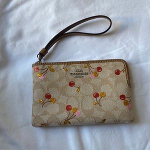 Coach cherry print wristlet